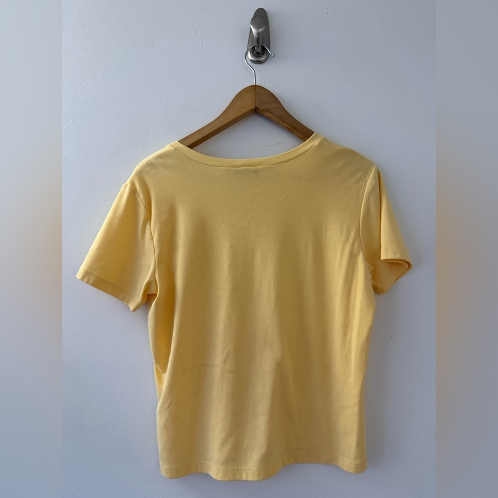 Talbots Petite Medium PM Yellow V-Neck T-Shirt Short Sleeve Cotton Blend Vintage - Picture 6 of 6